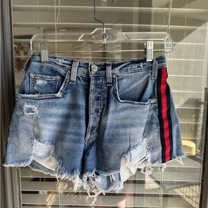 McGuire Distressed Jean Shorts with Stripe Size 26